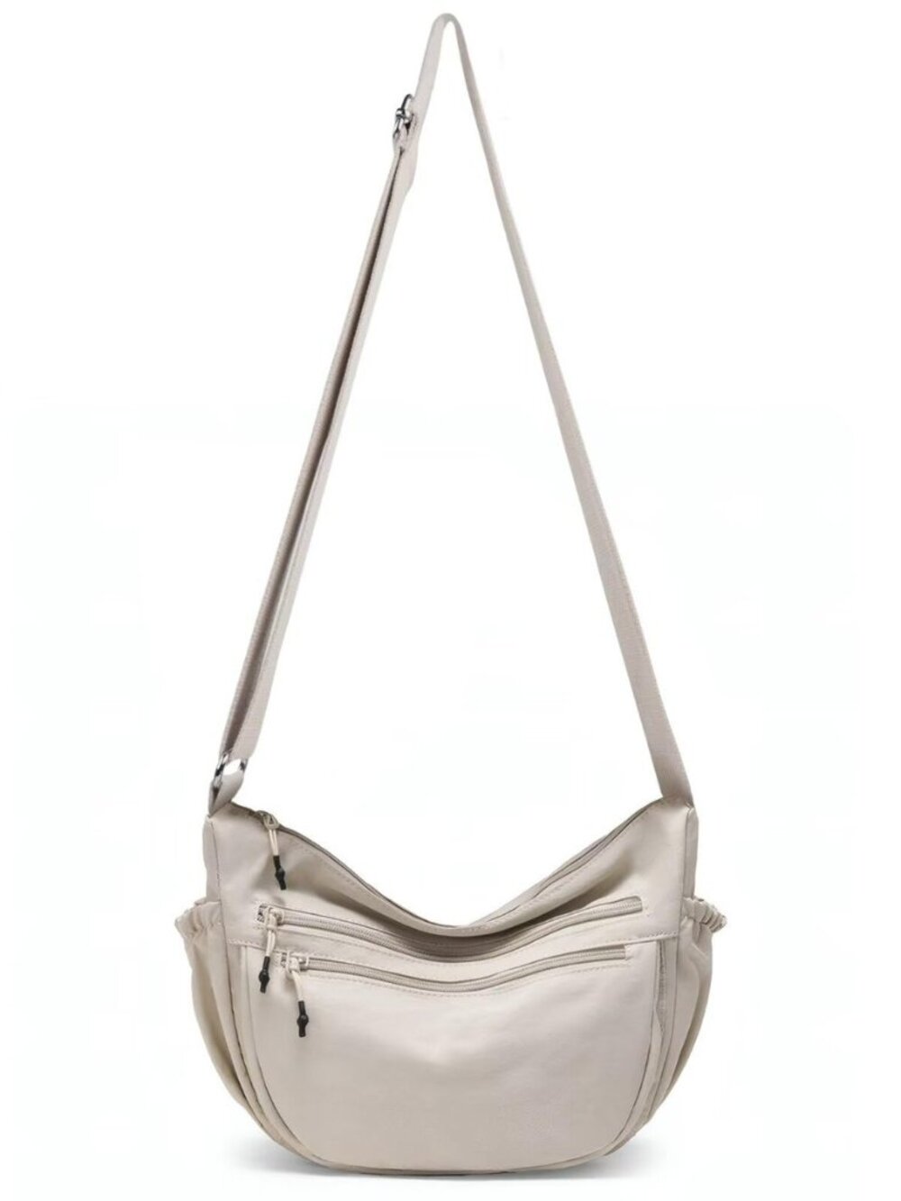 Multi-Pocket Nylon Crescent Crossbody Bag for Women,Sling Trendy Lightweight